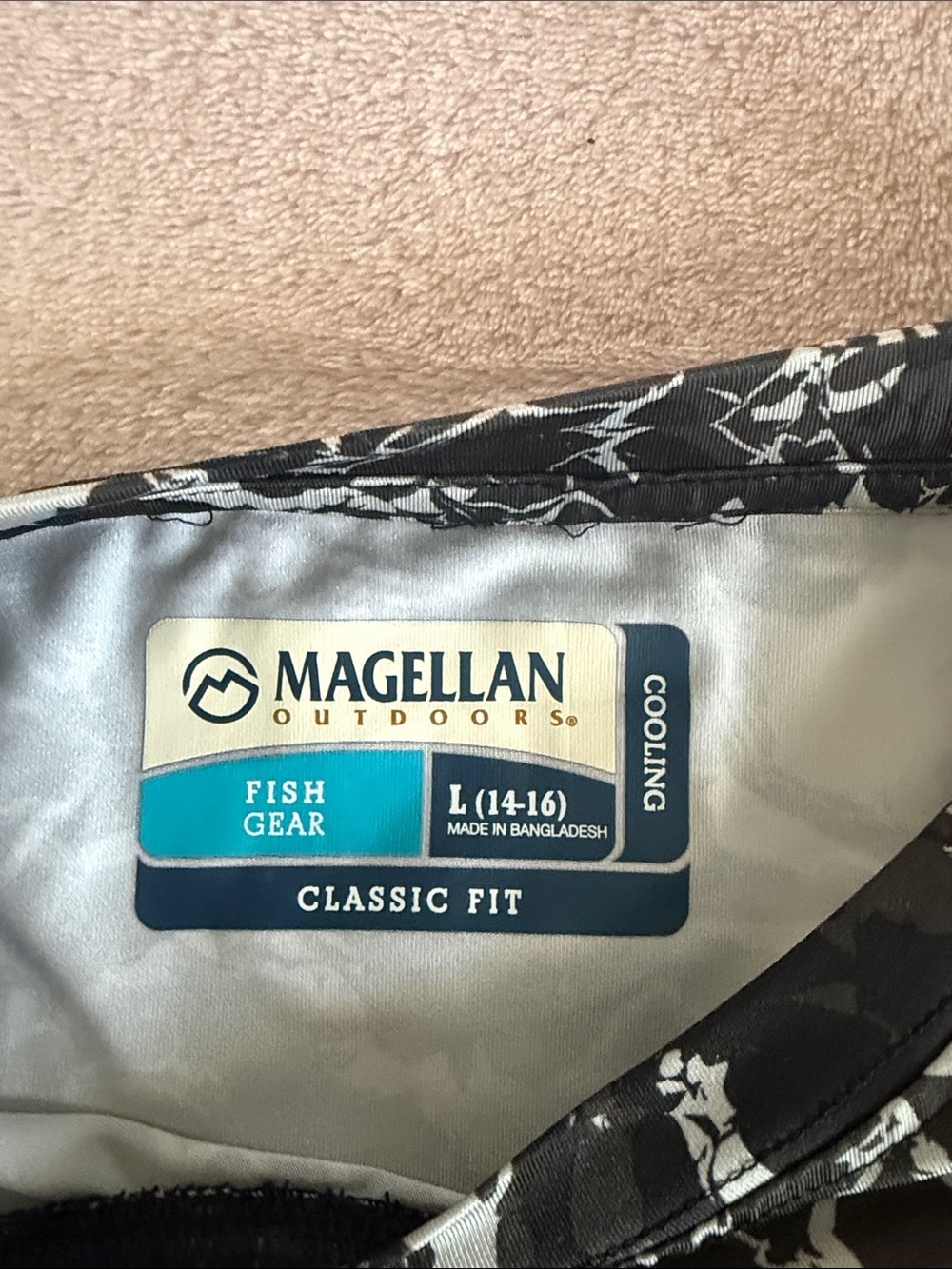 Magellan Outdoors Black and Grey Marbled Fishing Shirt Boys L (14/16) - Picture 2 of 2